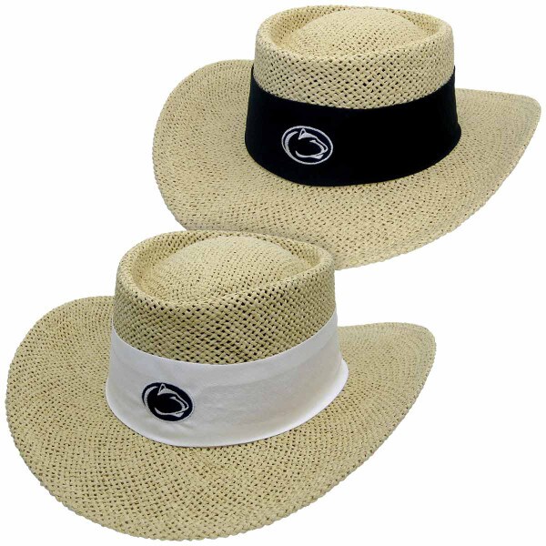 straw gambler hats with Penn State Athletic Logos on cloth bands